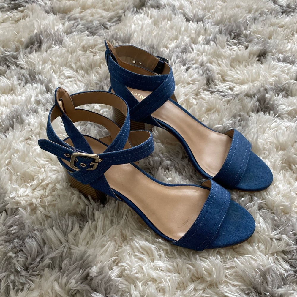 Blue Denim Block Heels